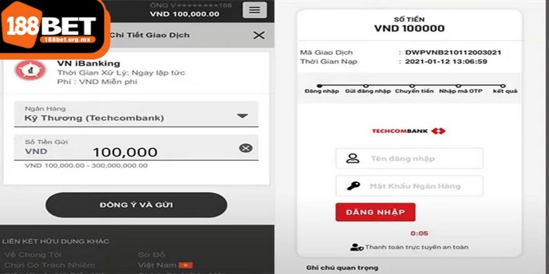 Nạp tiền 188BET qua phương thức chuyển khoản nhanh 