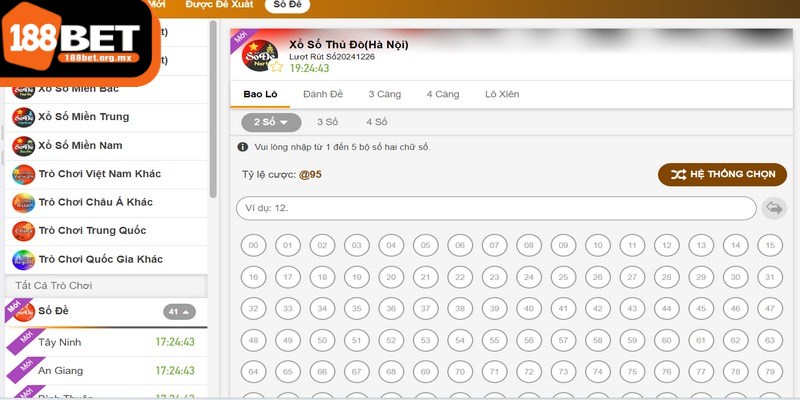 Đánh đề tại xổ số 188BET mang đến 4 cách cược khác nhau